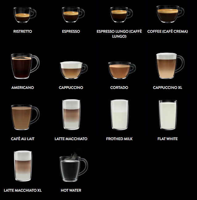 14 different pre-programmed drinks on the cadorna prestige