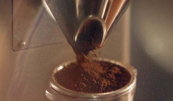 grinds pouring into basket
