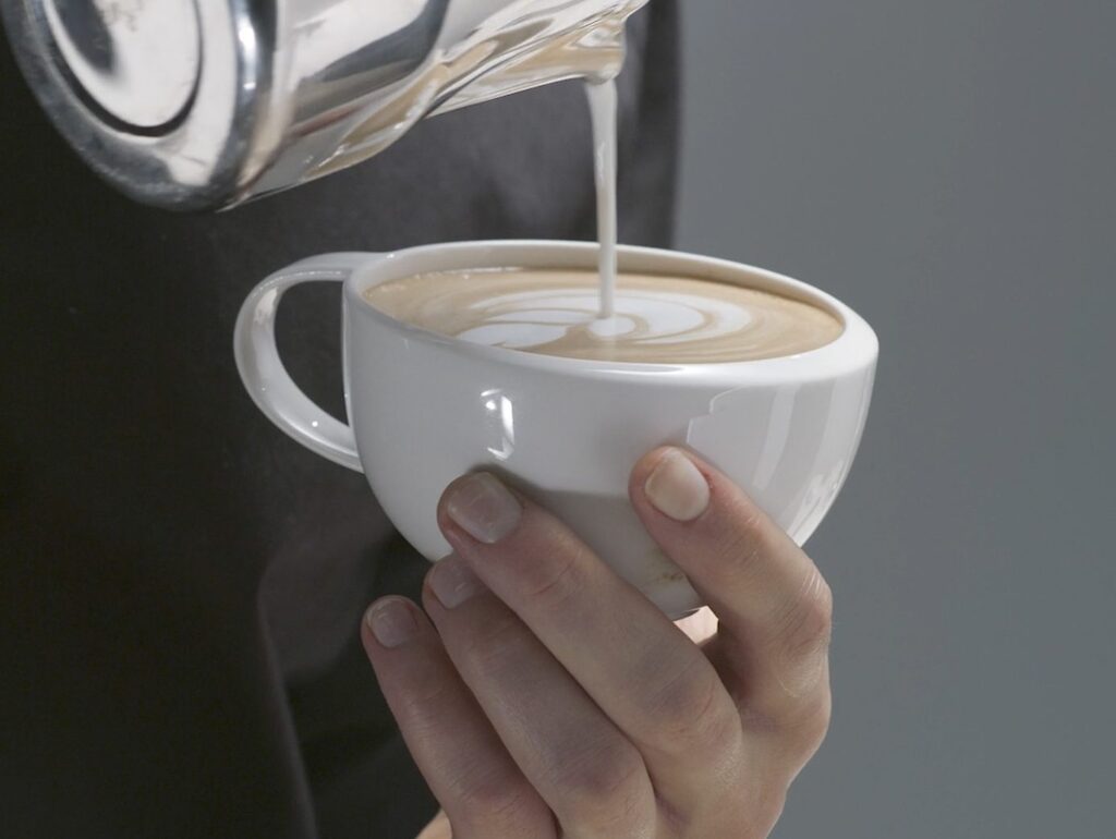 last stage of pouring milk foam